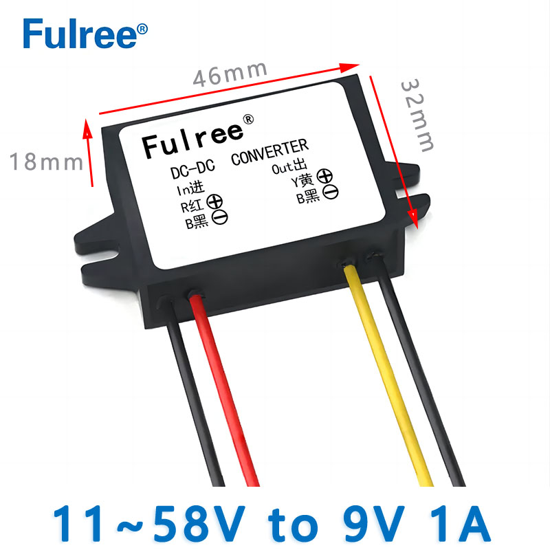 Fulree  Input  DC 12V 24V 36V 48V( 11V~58V) to Output  DC 9V  1A 2A 3A  DC-DC converter
