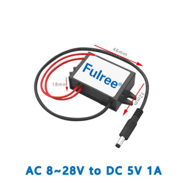 Fullee input AC 12V 24V (8~28V) to output DC 5V 1A 2A 3A 5A with DC plug AC-DC converter