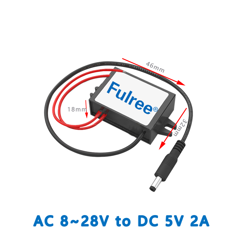 Fullee input AC 12V 24V (8~28V) to output DC 5V 1A 2A 3A 5A with DC plug AC-DC converter