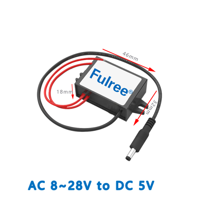 Fullee input AC 12V 24V (8~28V) to output DC 5V 1A 2A 3A 5A with DC plug AC-DC converter