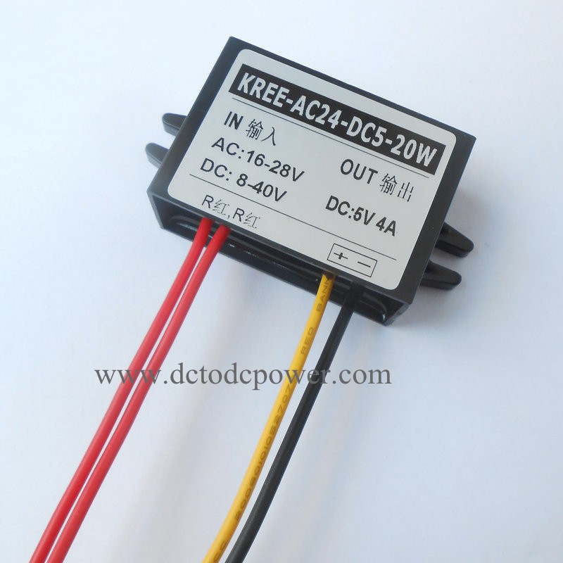 AC-DC converter AC24V(16-28V)/DC (8-40V)to DC 5V 4A 20W