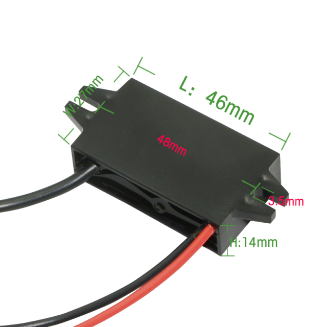Fulree 12V24V to 5V 3A Car Charger Crocodile Alligator Clips to USB Cable for iphone/Samsung DC-DC Step Down Buck Converter