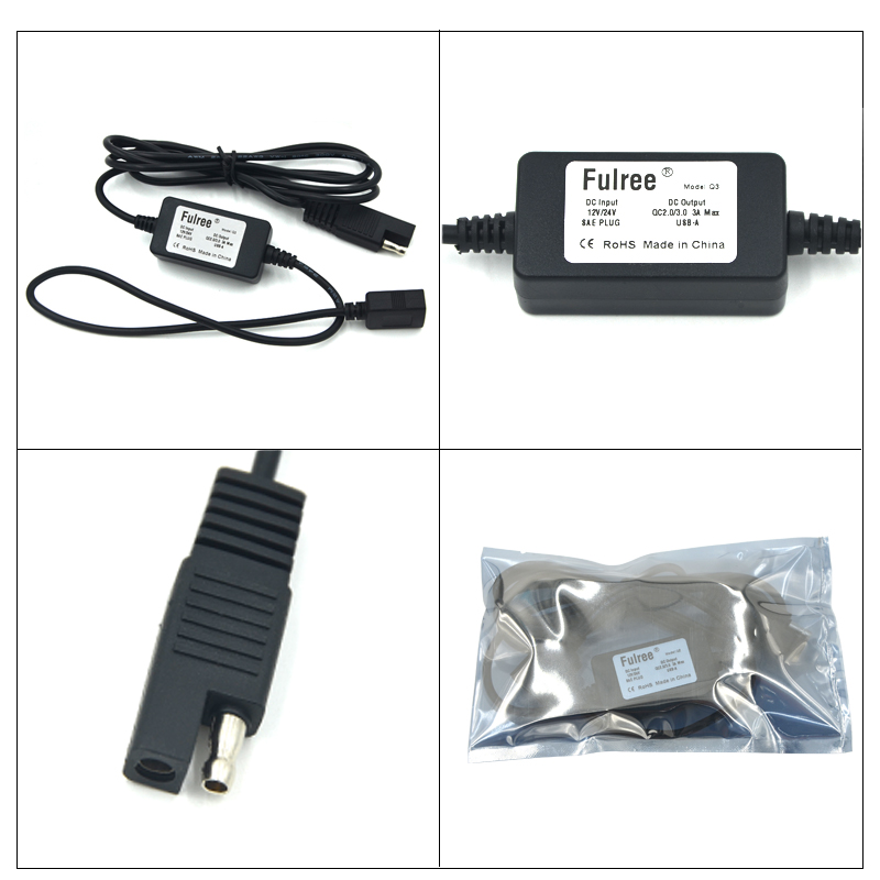 SAE Connector to USB Adapter Quick Disconnect Motorcycle Car Quick Charge 3.0 Cable Kit for Mobile Phone Tablet GPS