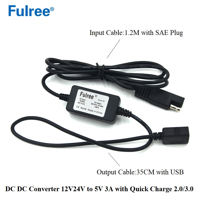 SAE Connector to USB Adapter Quick Disconnect Motorcycle Car Quick Charge 3.0 Cable Kit for Mobile Phone Tablet GPS