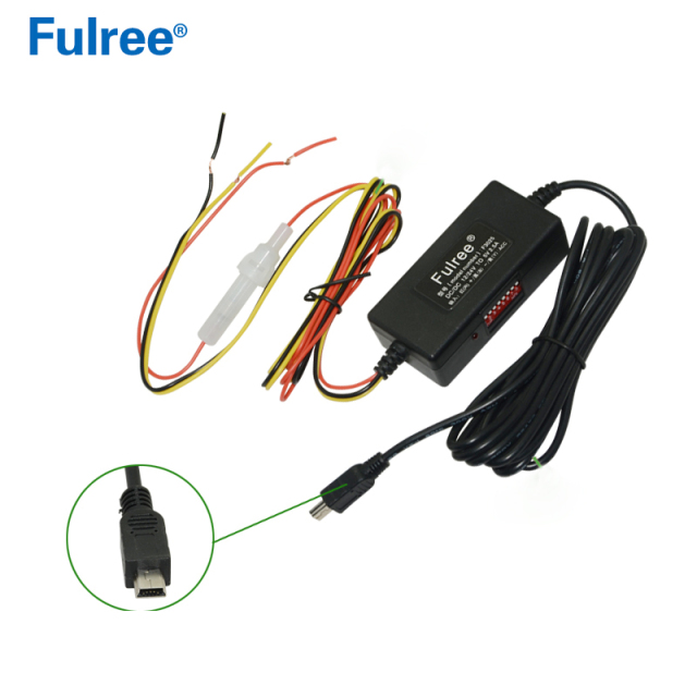 Mini Micro USB 12V 24V to 5V 2.5A Car DVR Intelligent Buck Line Hard Wire Kit for Car Dashcam Camera 24 Hours Parking Monitoring