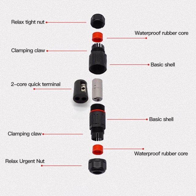 Cable Connector 2 3 Pin IP68 Waterproof Junction Box T-type Outdoor Electrical 4.5-7.5mm Wire Connectors For Led Lighting