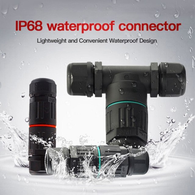 Cable Connector 2 3 Pin IP68 Waterproof Junction Box T-type Outdoor Electrical 4.5-7.5mm Wire Connectors For Led Lighting