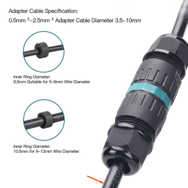 IP68 Waterproof Connector M20 M25 5-12mm 450V 24A Outdoor Cable Connectors Push-type Screw-free Quick Connect Wire Junction Box