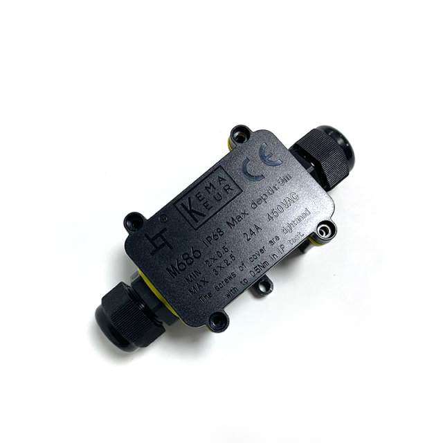 IP68 Waterproof Junction Box 2 Way 3pin 6-12mm Gland Electrical Junction Box 24A 450V Sealed Retardant Outdoor Connector