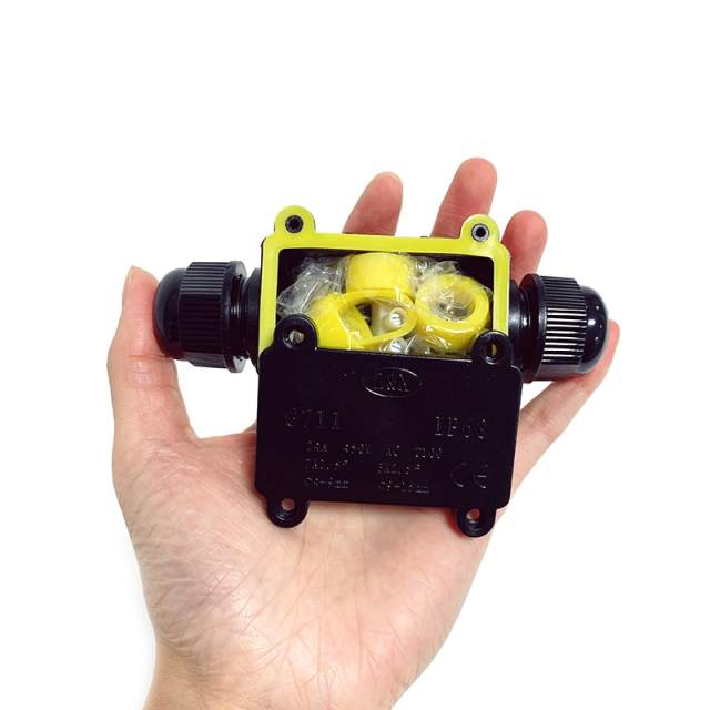IP68 Waterproof Junction Box 2 Way 3pin 6-12mm Gland Electrical Junction Box 24A 450V Sealed Retardant Outdoor Connector
