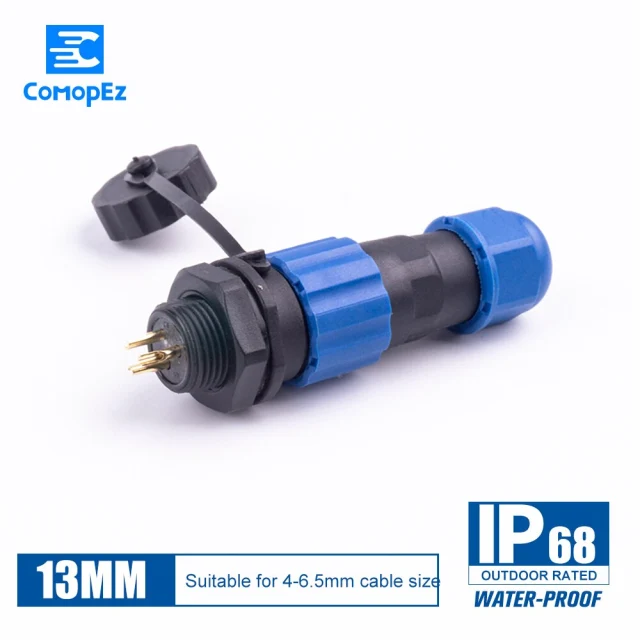 Waterproof Connector SP13 IP68 Cable Connectors Plug Socket Male  Female 1 2 3 4 5 6 7 Pin SD13 13mm Straight Back Nut