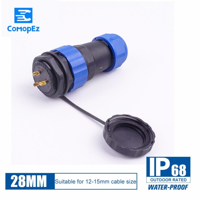 Waterproof Connector SP28 Type IP68 Cable Connector Plug & Socket Male And Female 3 5 7 9 12 16 19 24 Pin SD28 28mm Straight