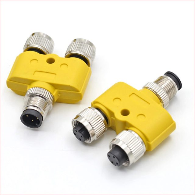 M12 Three-way Waterproof Connector IP68 Metal Y Type T Type  3pin / 4pin / 5pin / 8pin Male Female Conversion Plug