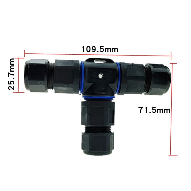 3PIN T-type IP68 Waterproof Connector 3-9mm/3-12mm Outdoor Lighting Waterproof Connector Cable Waterproof Connection Plug
