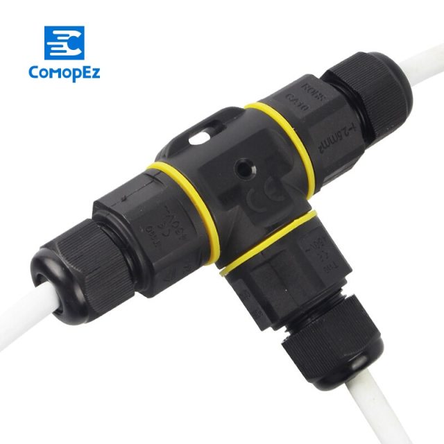 Waterproof Screw Connector T-type 2 Pin 3 Pin IP68 250V&10a 0-8mm Electrical Wire Cable Sealed Retardant Connectors for LED