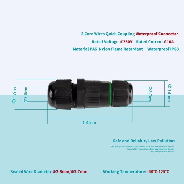 1 Pcs Waterproof Connector CA8-PG9-3P Quickly Connected Wire Terminal IP68 Electrical Cable Connectors LED Strip Connector