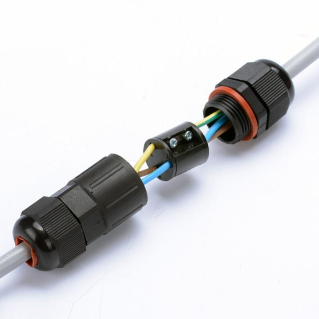 1pcs Black LED Cable Connector Waterproof IP68 250V&16a 6-12mm Electrical Wire Sealed Retardant 3 pin Wire Conector for LED