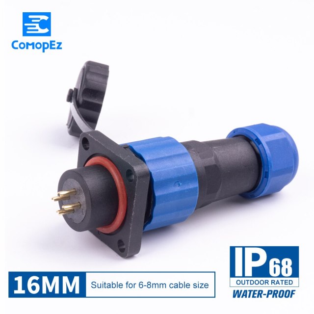Waterproof Connector SP16 Type IP68 Cable Connector Plug & Socket Male And Female 1 2 3 4 5 6 7 Pin SD16 16mm Square Head Direct