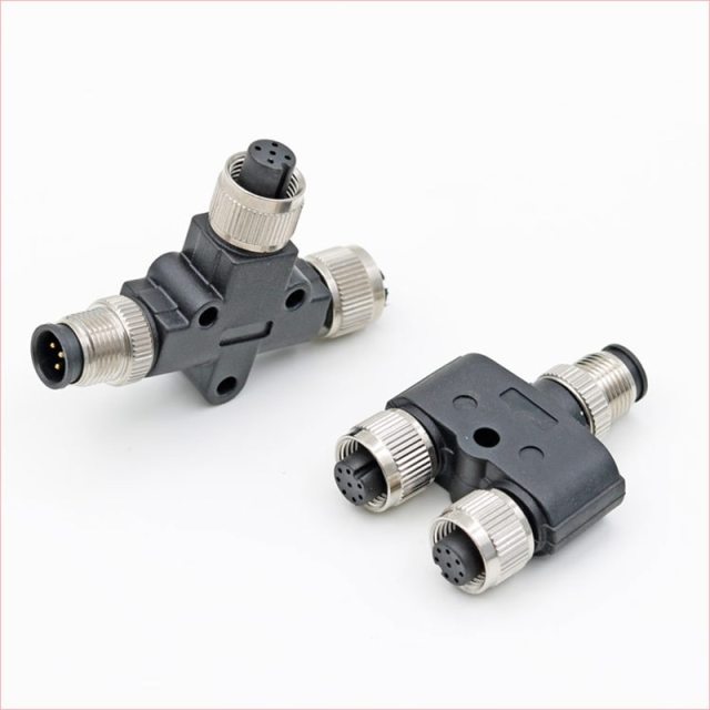 M12 Three-way Waterproof Connector IP68 Metal Y Type T Type  3pin / 4pin / 5pin / 8pin Male Female Conversion Plug
