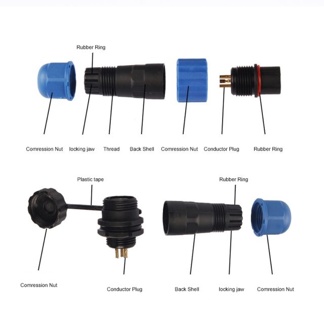 Waterproof Connector SP16 Type IP68 Cable Connector  Plug & Socket Male And Female 2 3 4 5 6 7 9 Pin SD16 16mm