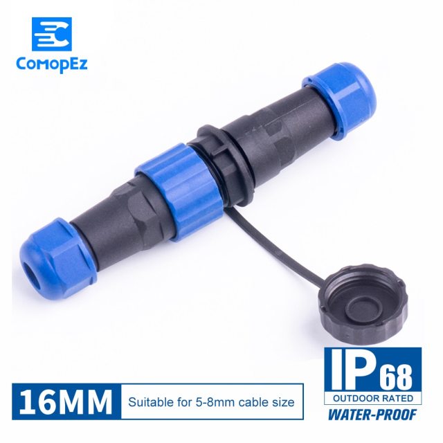 Waterproof Connector SP16 Type IP68 Cable Connector  Plug & Socket Male And Female 2 3 4 5 6 7 9 Pin SD16 16mm
