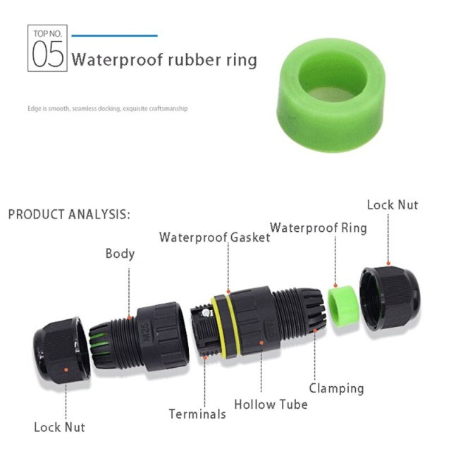 Waterproof Connector Solderless M25S 1 In 2/3/4/5 Out 450V Wire Connector Line Lighting Aviation Connector IP68