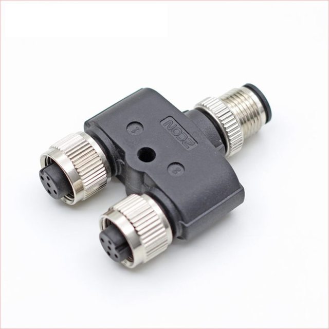 M12 Three-way Waterproof Connector IP68 Metal Y Type T Type  3pin / 4pin / 5pin / 8pin Male Female Conversion Plug