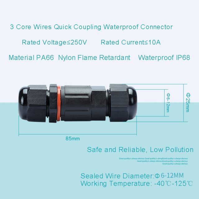10pcs Waterproof Connector for Outdoor Light 6-12mm 250V 16AQuickly Connected Retardant Waterproof IP68 Wire Connector