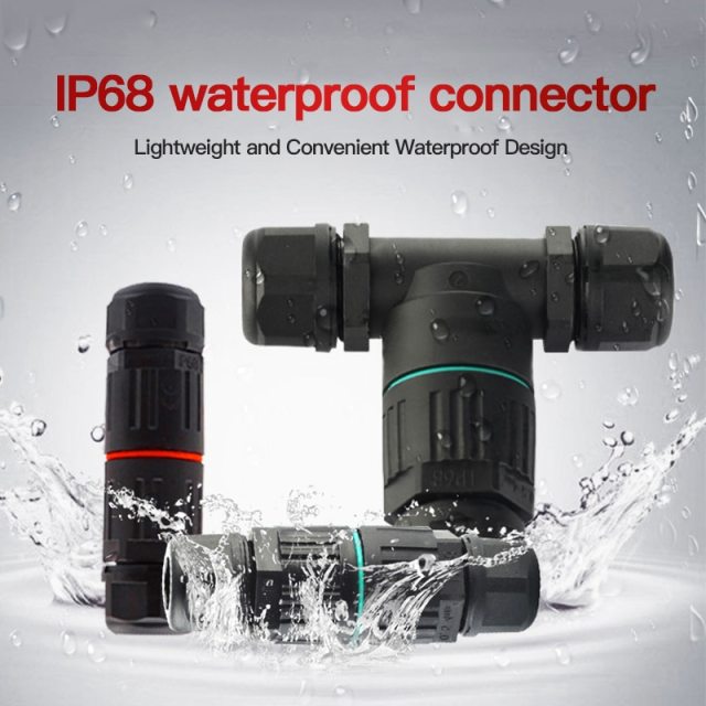 Wire Connector IP68 Waterproof 2 3Pin 4.5-7.5mm Outdoor T-type Junction Box Electrical Screw Lock Cable Connectors For Led Light