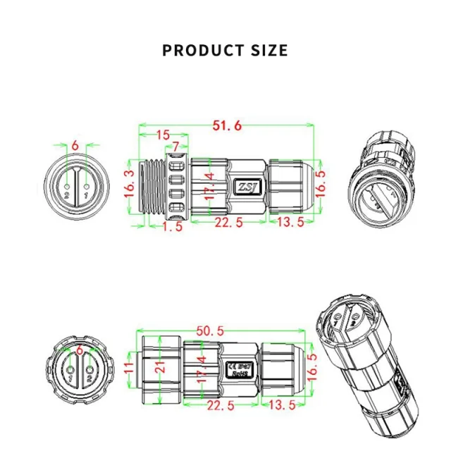 3Pin Waterproof Connector M16 Electrical Cab Conector 2 4 5 6 7 8 Pin Male Female Plug Socket Screw Welding IP68 Wire Connectors