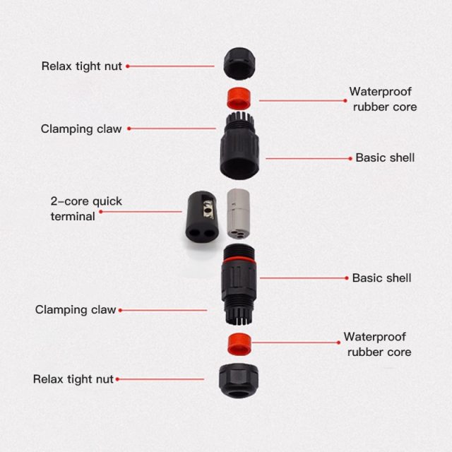 IP68 Cable Connector 300V 16A 4-7mm 2Pin 3 Pin Waterproof Connectors Outdoor Wire Electrical Junction Box Terminal Junction Box