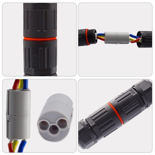 IP68 Cable Connector 300V 16A 4-7mm 2Pin 3 Pin Waterproof Connectors Outdoor Wire Electrical Junction Box Terminal Junction Box