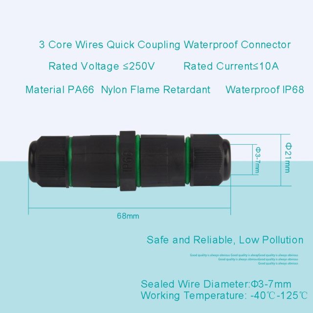3pin IP68 Waterproof Connector for Wire IP68 Connector CA8-PG9-3P Electrical Sealed Retardant Electricos Para Cable Conectors