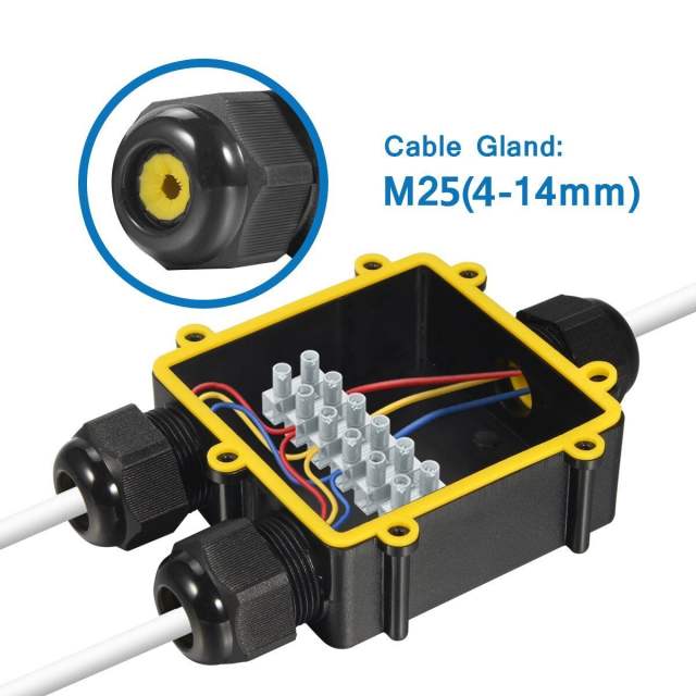 TUV 2 way IP68 outdoor electronic plastic terminal connecting waterproof cable junction box