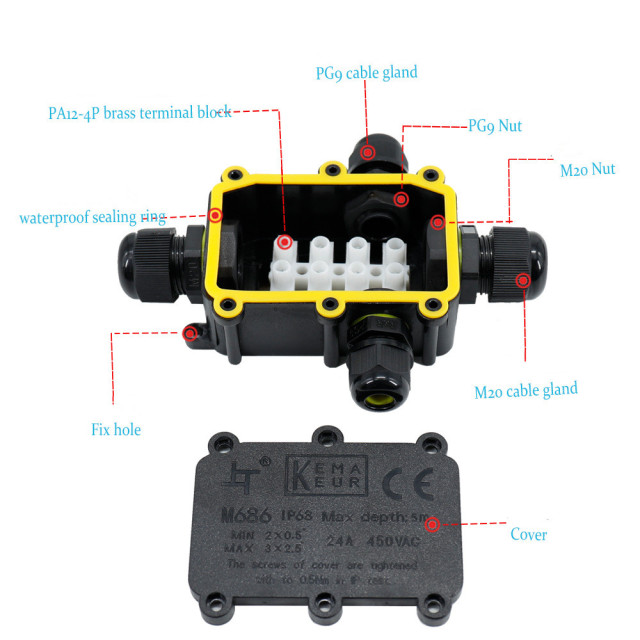 TUV 4 way nylon cable gland electrical ip68 waterproof enclosure outdoor ip68 junction box for led light