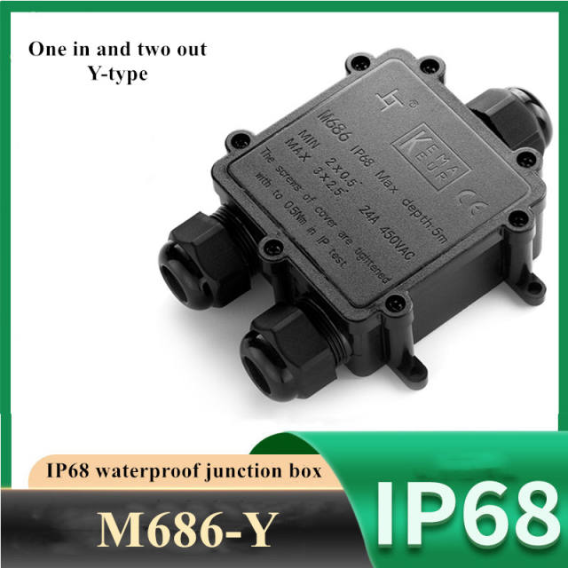 IP68 automotive junction box 3 way junction box waterproof M686-Y for 4-14mm cable connection