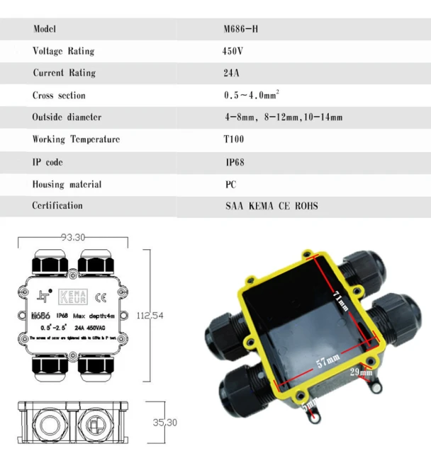 hot sale H type IP68 waterproof junction box