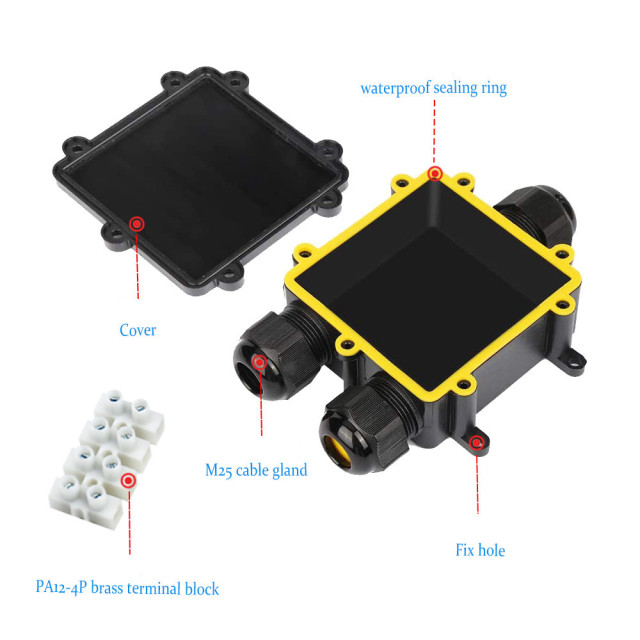 IP68 automotive junction box 3 way junction box waterproof M686-Y for 4-14mm cable connection