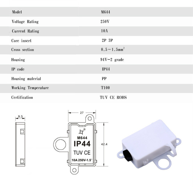 IP44 TUV 2/3 way mirror light small waterproof terminal  junction box