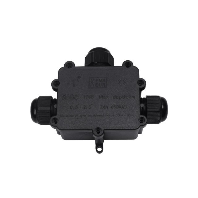 IP68 3 way 3 holders T type large waterproof junction box connector 450V24A for cable dia 4-14mm