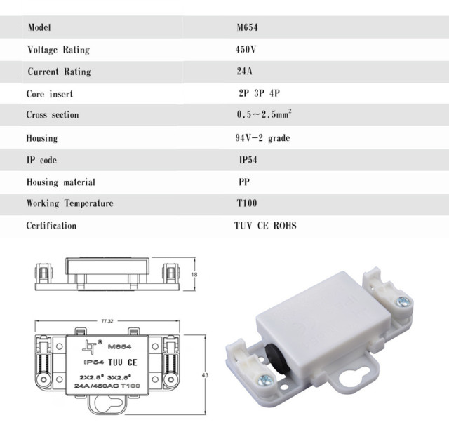 IP54 CE ROHS Approval M654 Heat Resistance Waterproof Junction Box