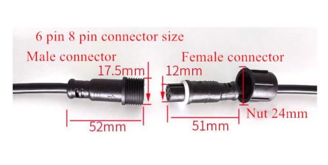 Waterproof male and female extension cable 5pin 0.3 square 6pin 0.3 7pin 8pin 0.3/0.5 special connector