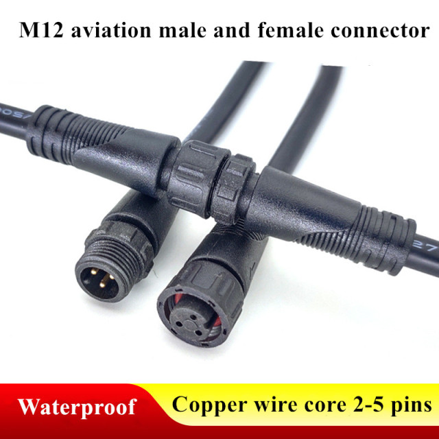 IP67 Waterproof M12 Waterproof Connector Nylon Solid Pin Led Lamp Cable Male and Female Plug 2345 Cores