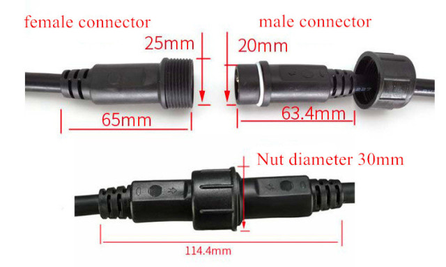 M25 plus size waterproof male and female connector 2 pin 3 pin 2.5 square copper