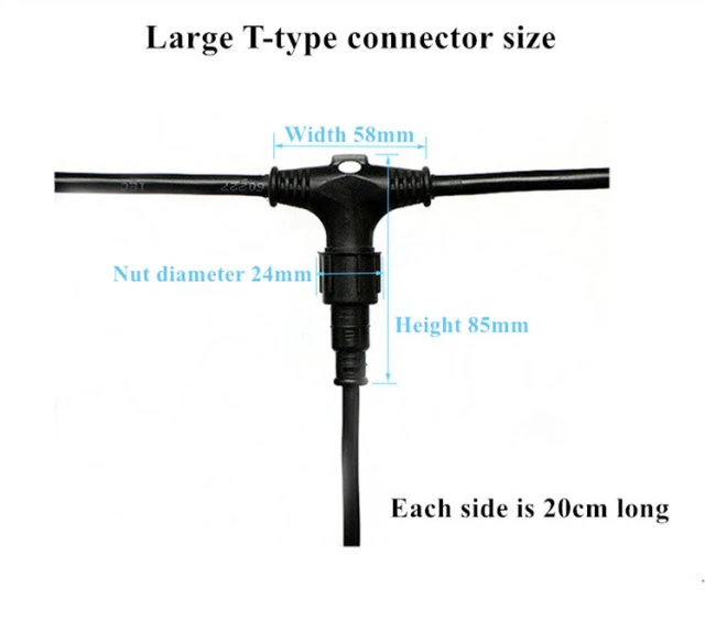 T-type tee line waterproof connector LED lamp waterproof connector male and female plug