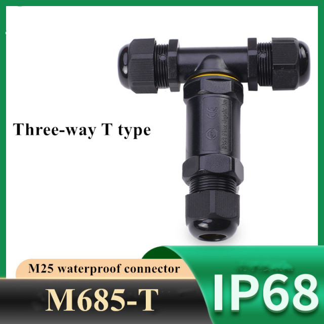 Three-way connector IP68 waterproof terminal M25 T-type 2-5 pin cable waterproof connector