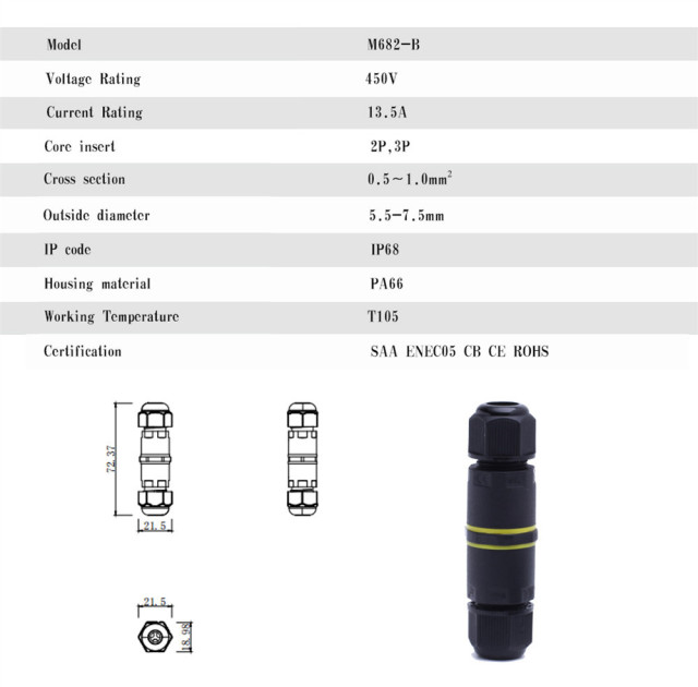 PG9 cable gland ip68 cable connector 3 way waterproof connector for outdoor connection