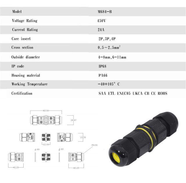 IP68 Waterproof Connector M20 Straight Connector Waterproof Connector