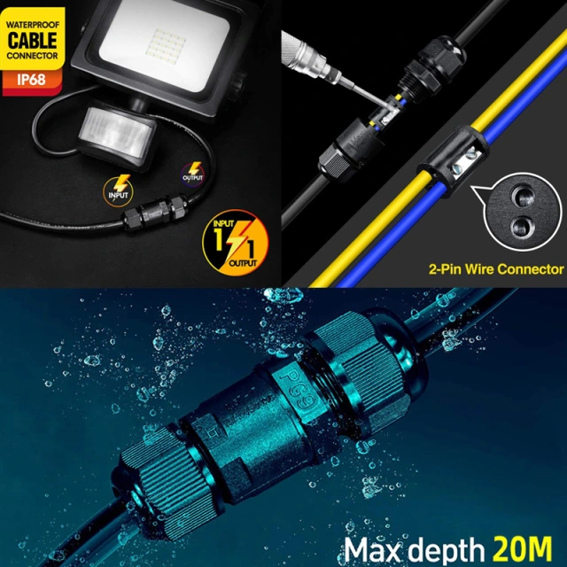 Lighting Connector IP68 Waterproof Connector 2 pin Small Size Mini Cable Waterproof Connector