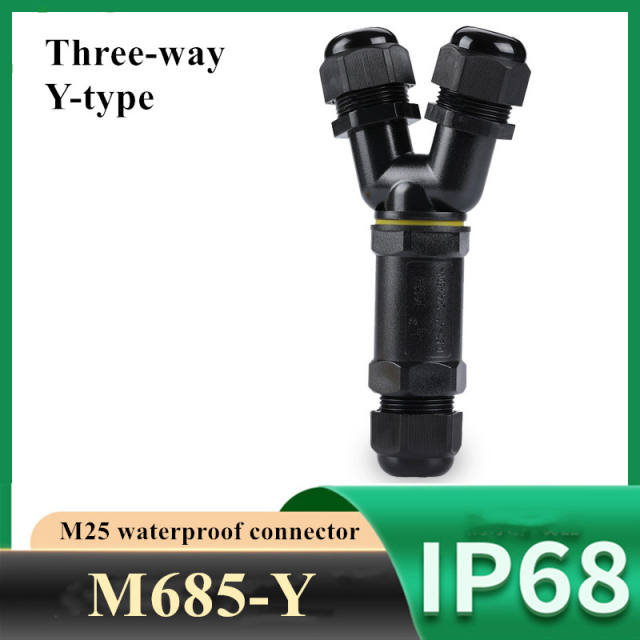 IP68 outdoor waterproof connector 3-way Y-type waterproof connector M25 connector cable terminal terminal
